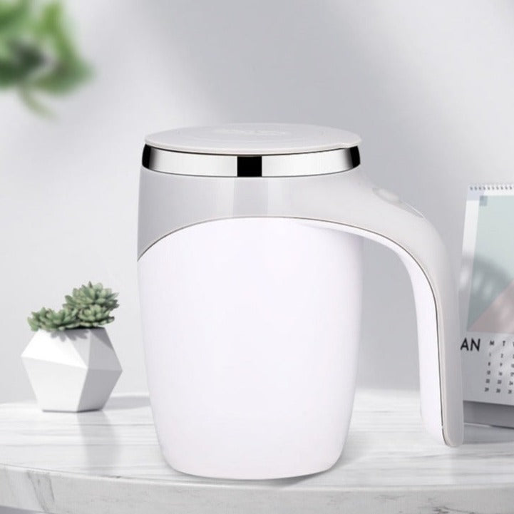 Self Stirring Coffee Cup White