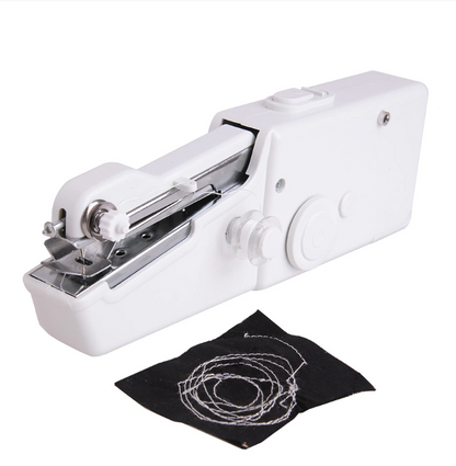 Portable Sewing Machine White with fabric sample