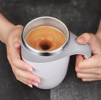 Self Stirring Coffee Cup in use