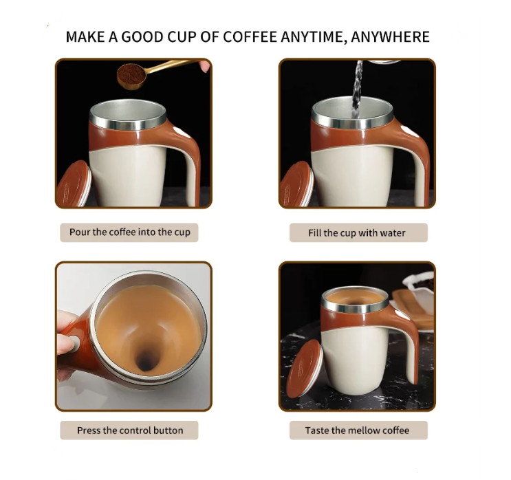 Self Stirring Coffee Cup Steps in using